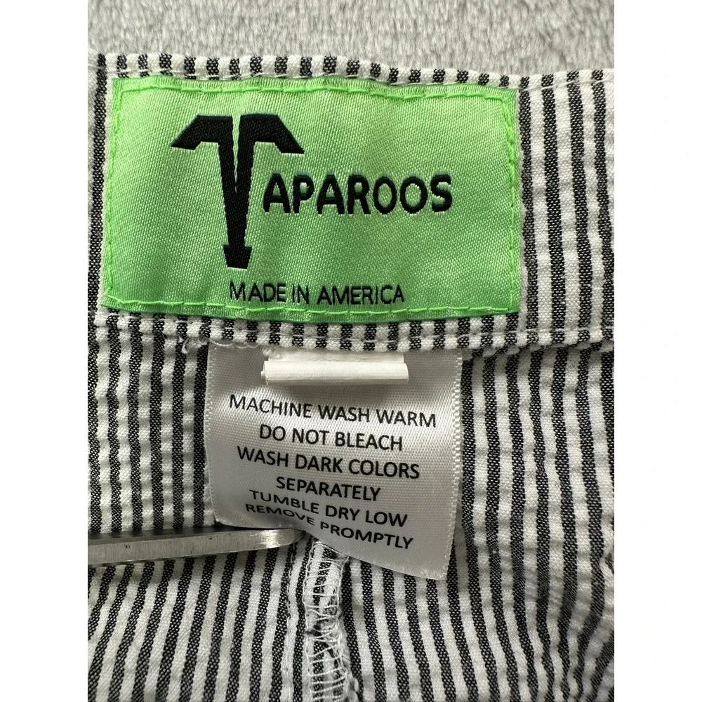 Taparoos Seersucker Shorts Mens 40 Black White Striped Made in USA Preppy Summer